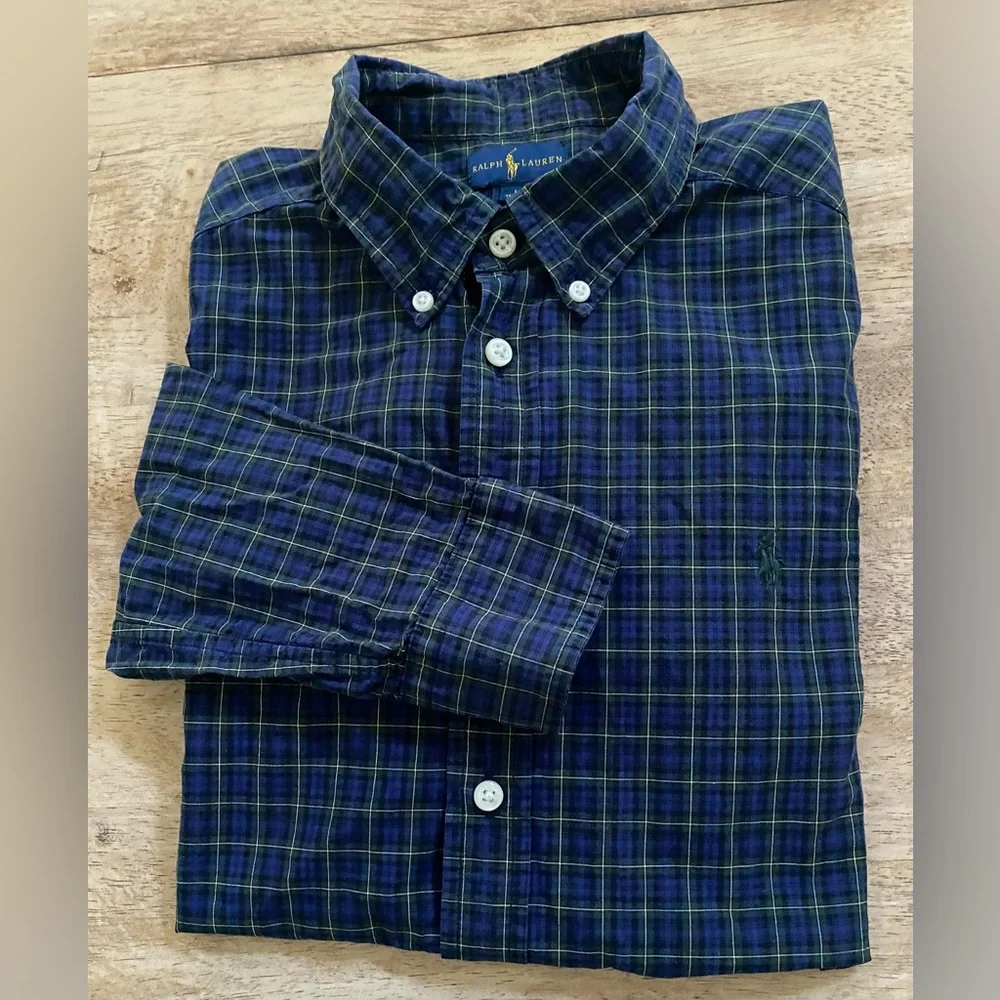 Ralph Lauren Boys’ Sz L‎ (14-16) Plaid Cotton Oxford Shirt